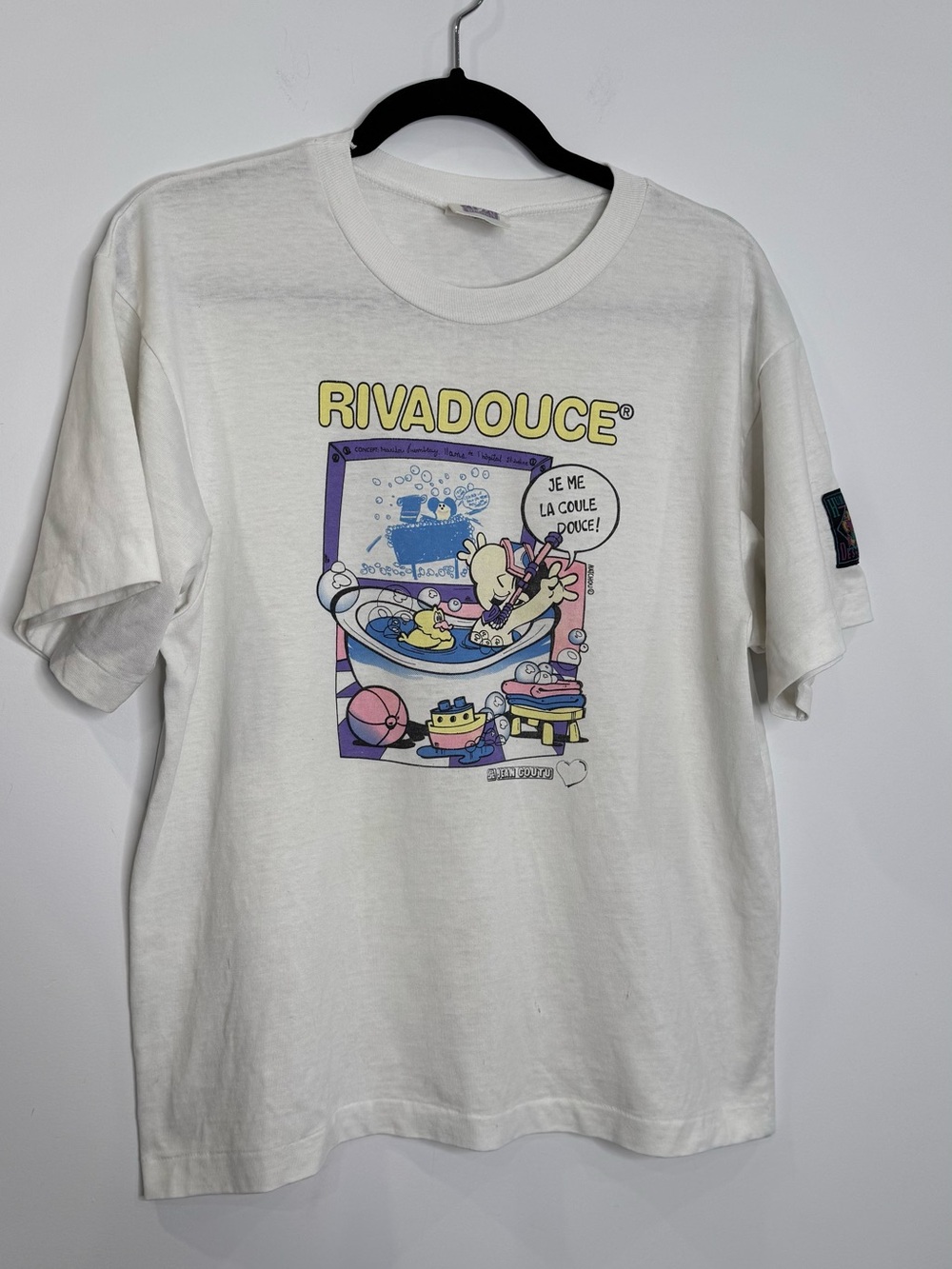Vintage Humeur design kids Rivadouce White Graphic Tee single stitch sz 12 years